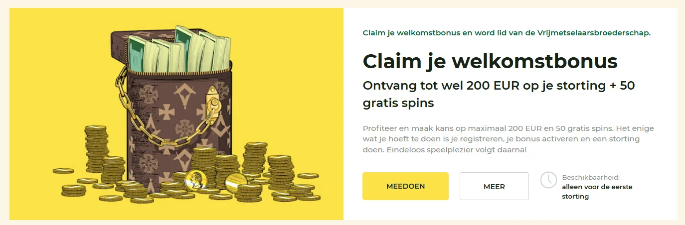 Mason Slots welkomstbonus – 100% tot €200 plus 50 gratis spins op Book of Dead