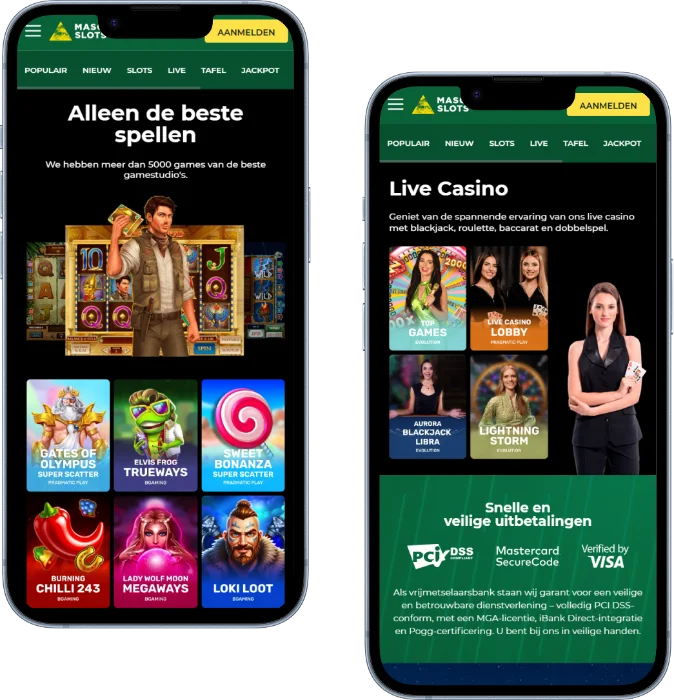 Mobiele versie van Mason Slots – speel via browser of app op Android en iOS